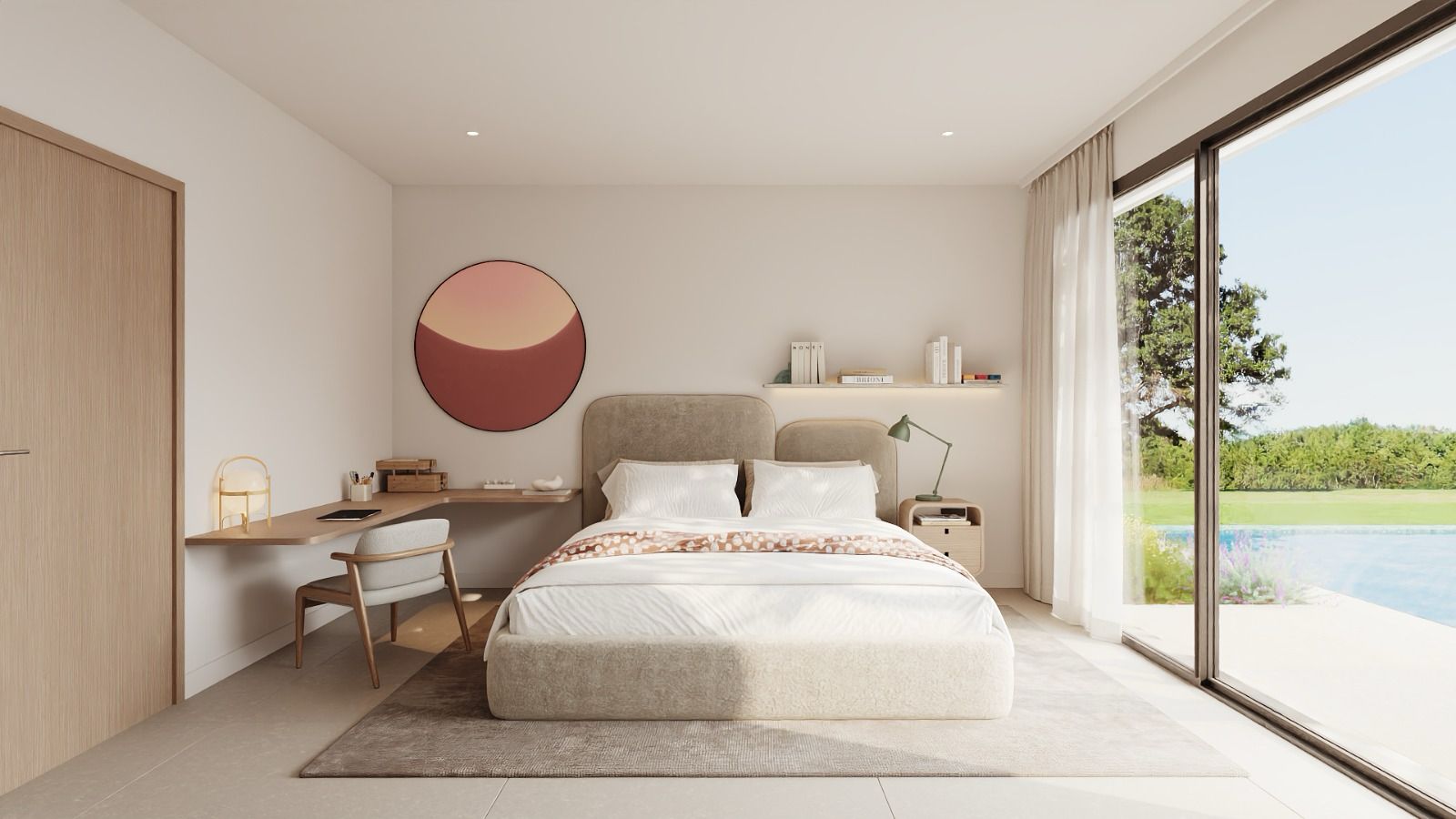 Dormitorio de invitados con vistas al lago
